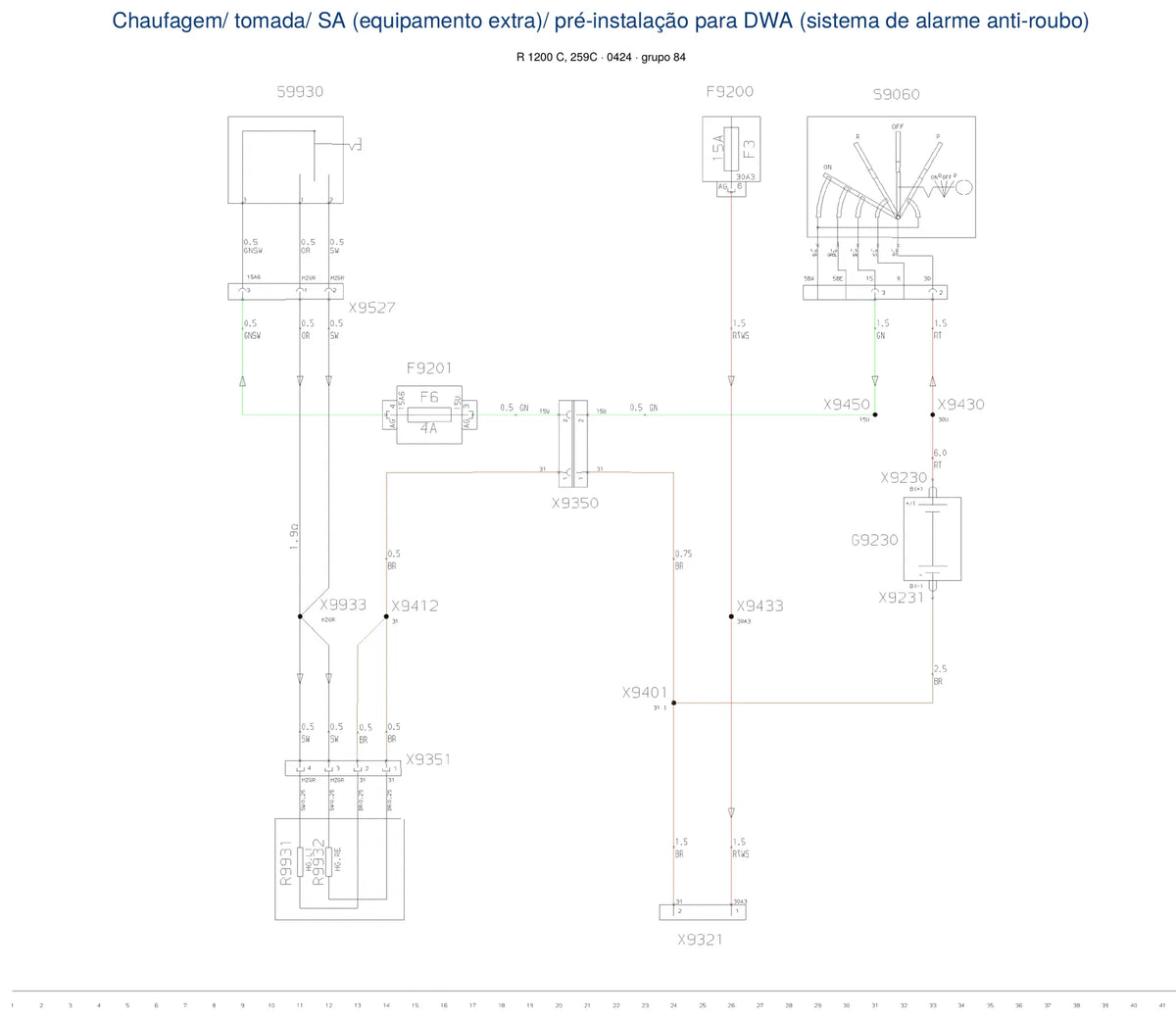 Página do Diagrama Elétrico BMW R 1200 C — esquema de fiação em PDF