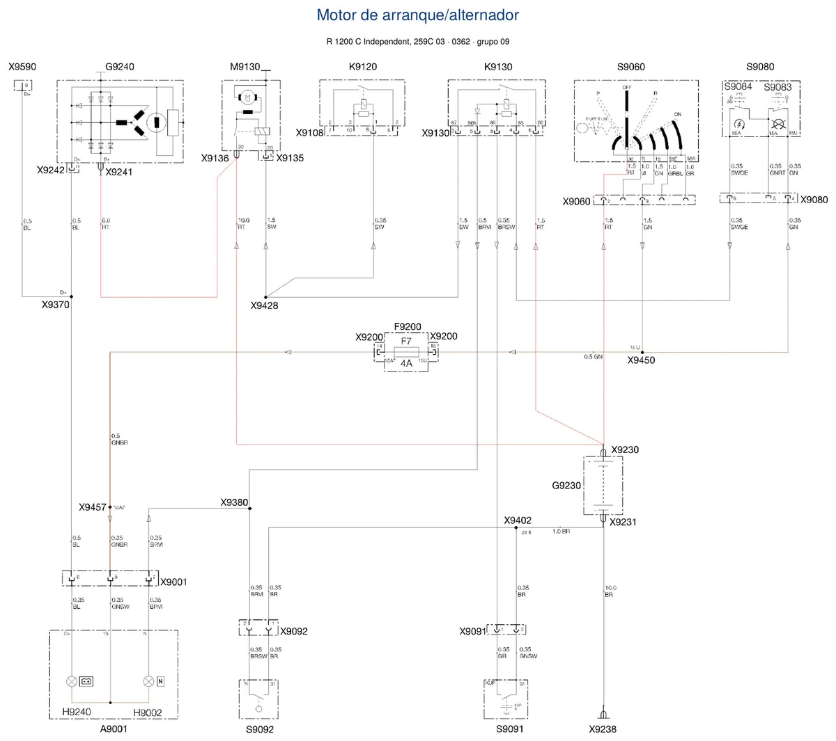 Página do Diagrama Elétrico BMW R 1200 C Independent — esquema de fiação em PDF