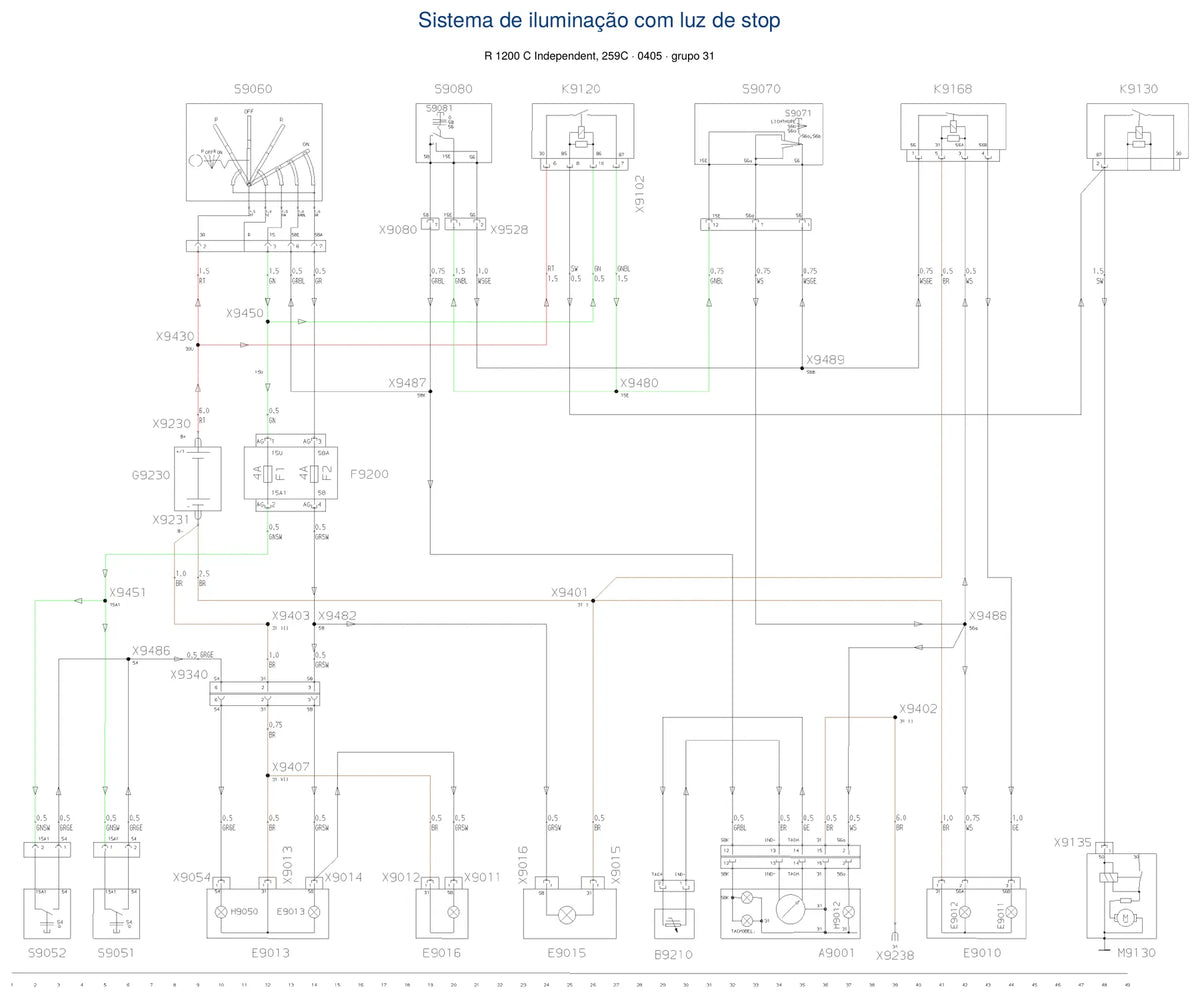 Página do Diagrama Elétrico BMW R 1200 C Independent — esquema de fiação em PDF
