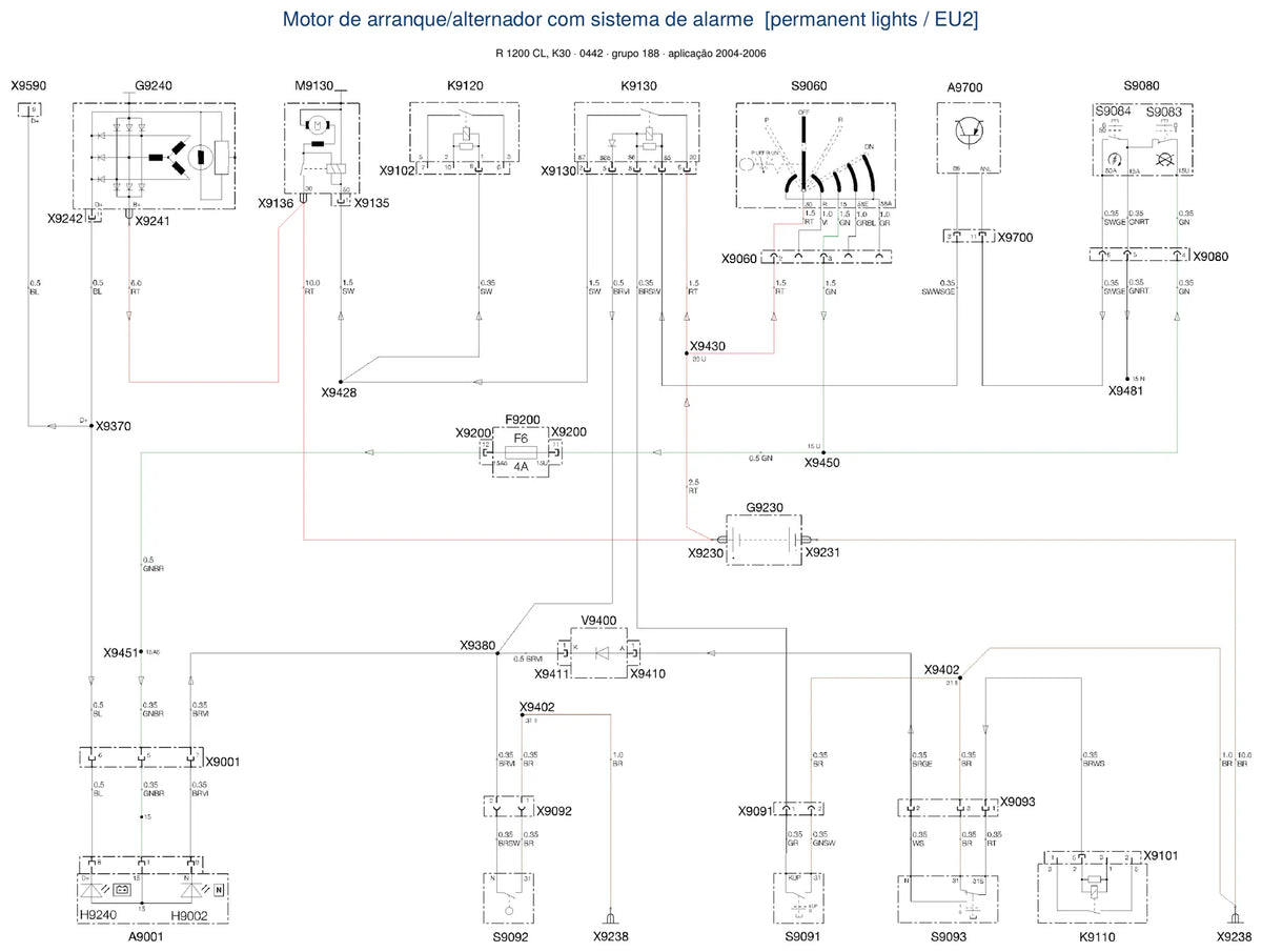 Página do Diagrama Elétrico BMW R 1200 CL — esquema de fiação em PDF