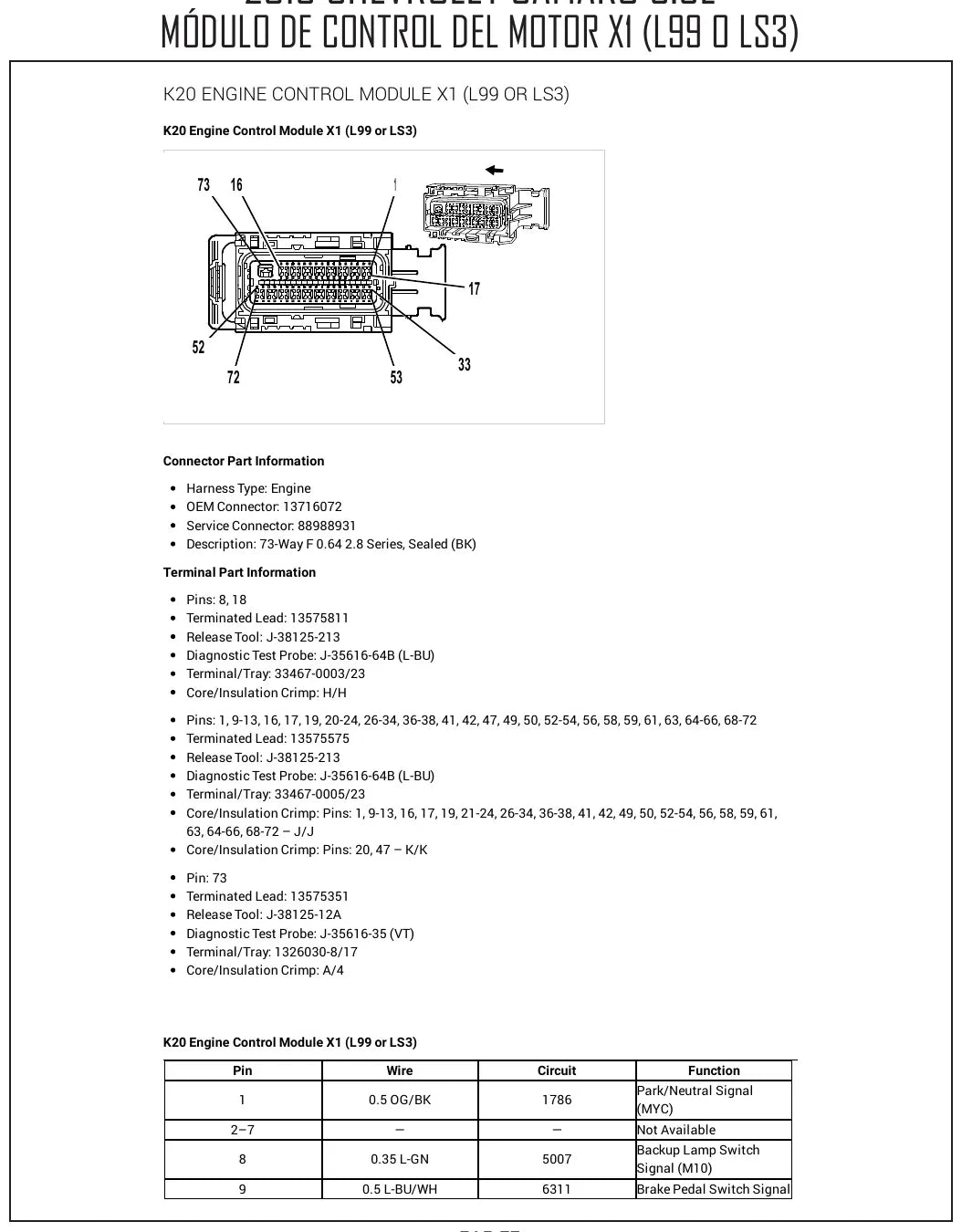 Diagrama Elétrico Chevrolet Camaro — prancha de circuito 4