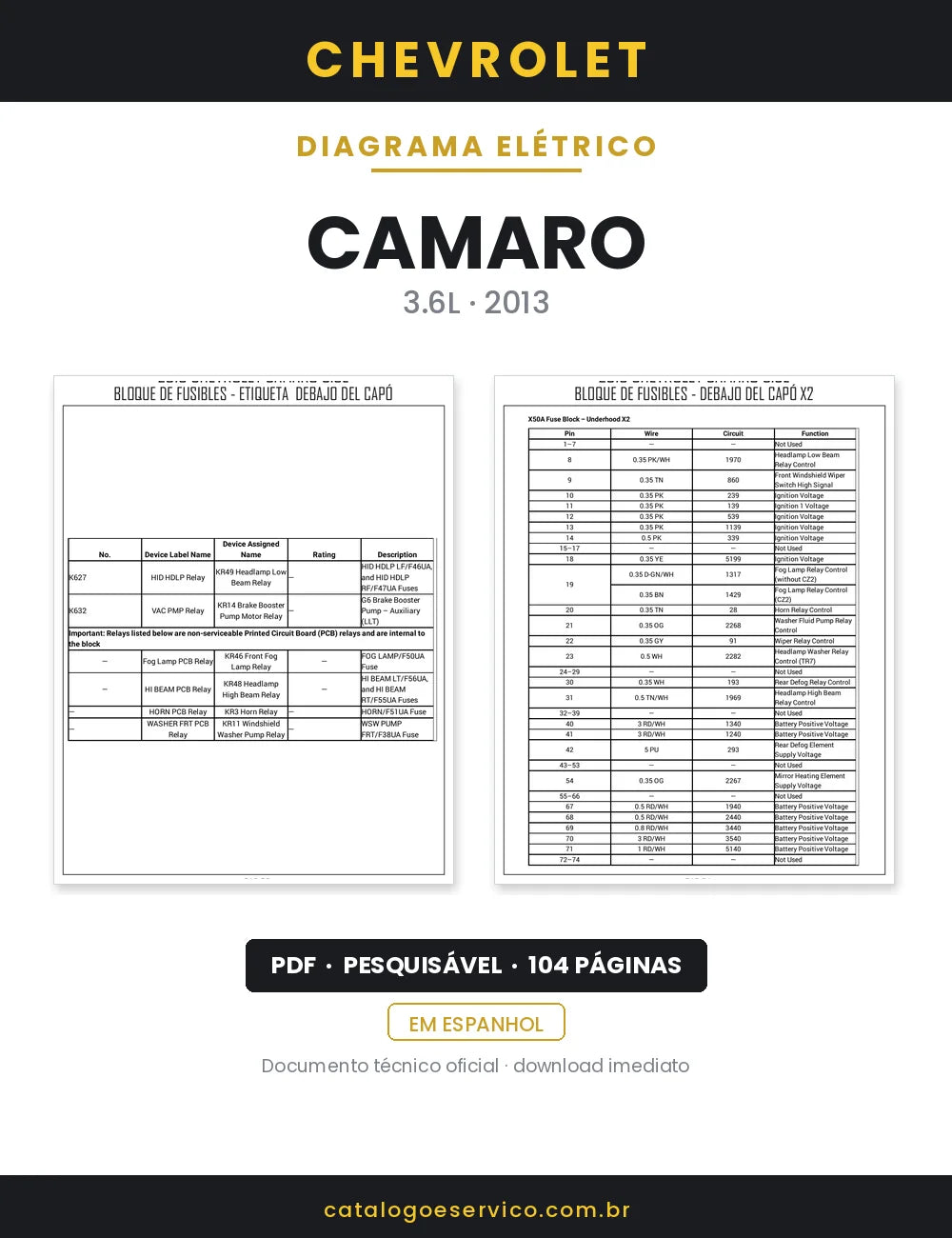 Diagrama Elétrico Chevrolet Camaro — capa