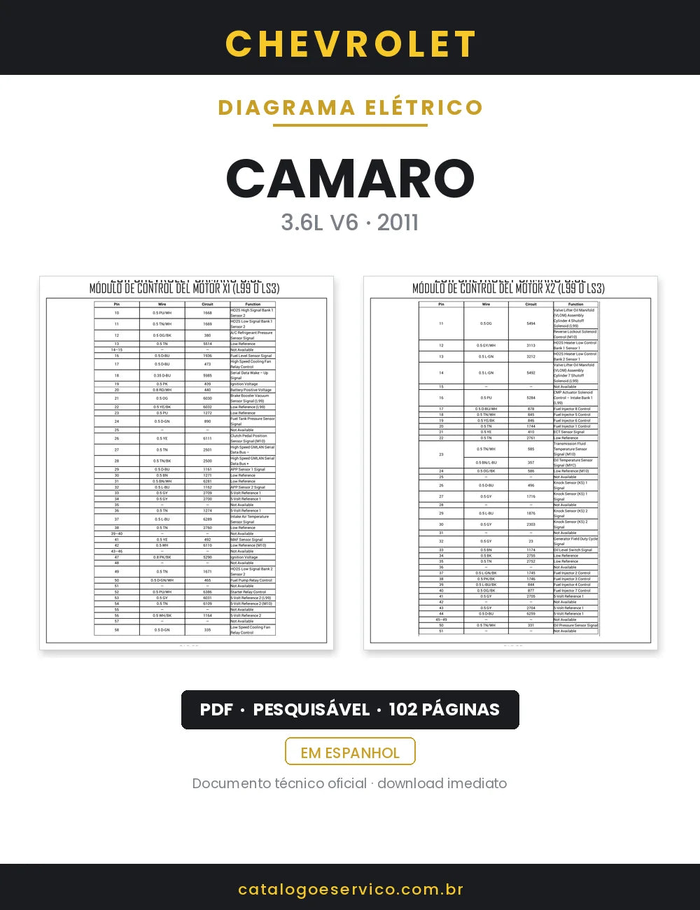 Diagrama Elétrico Chevrolet Camaro — capa