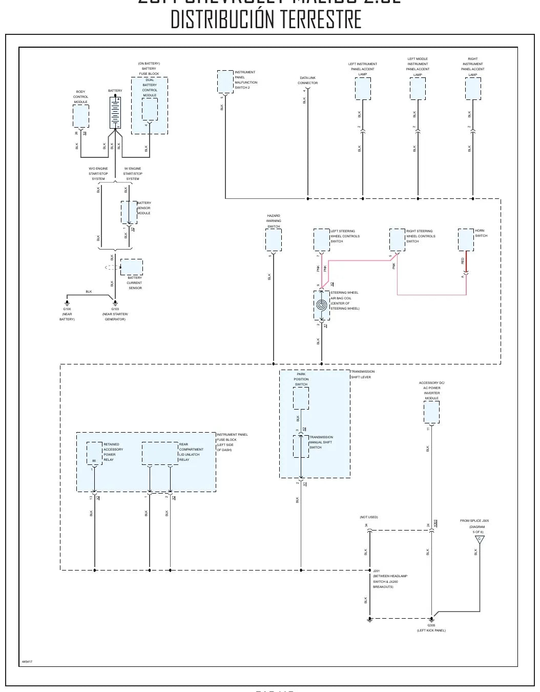 Diagrama Elétrico Chevrolet Malibu — prancha de circuito 1