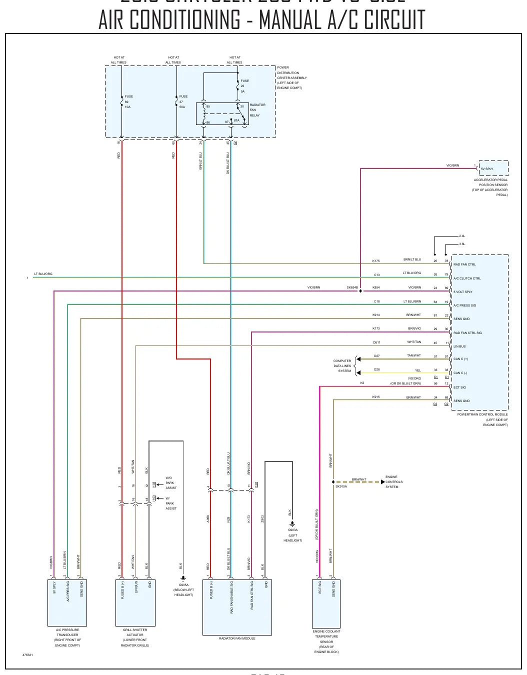 Diagrama Elétrico Chrysler 200 — prancha de circuito 1
