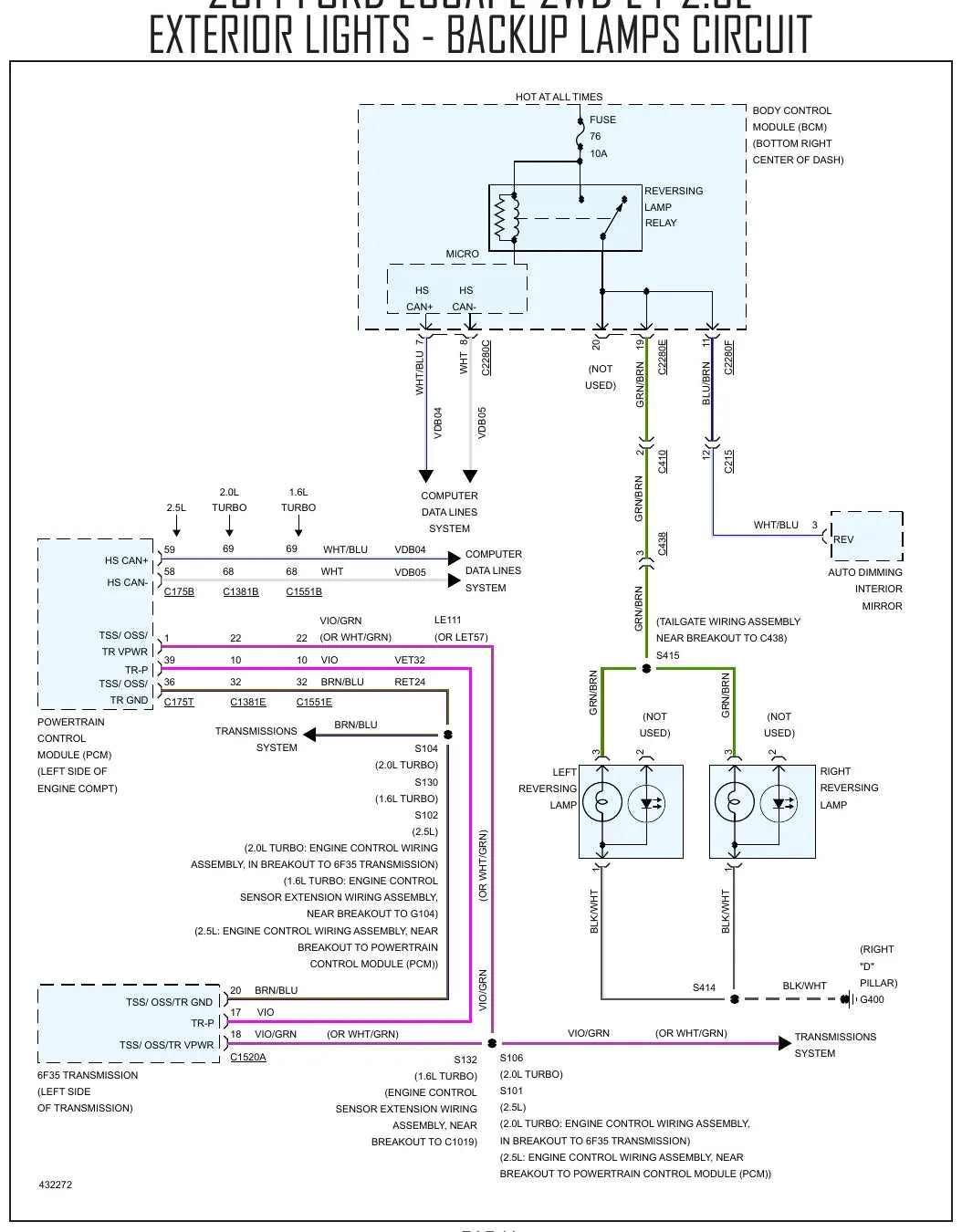Diagrama Elétrico Ford Escape — prancha de circuito 2