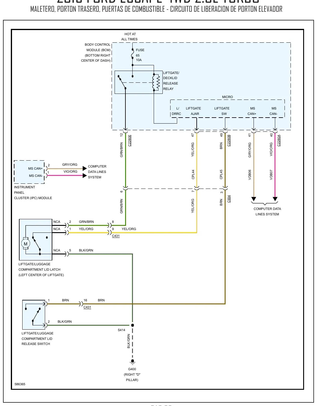 Diagrama Elétrico Ford Escape — prancha de circuito 3