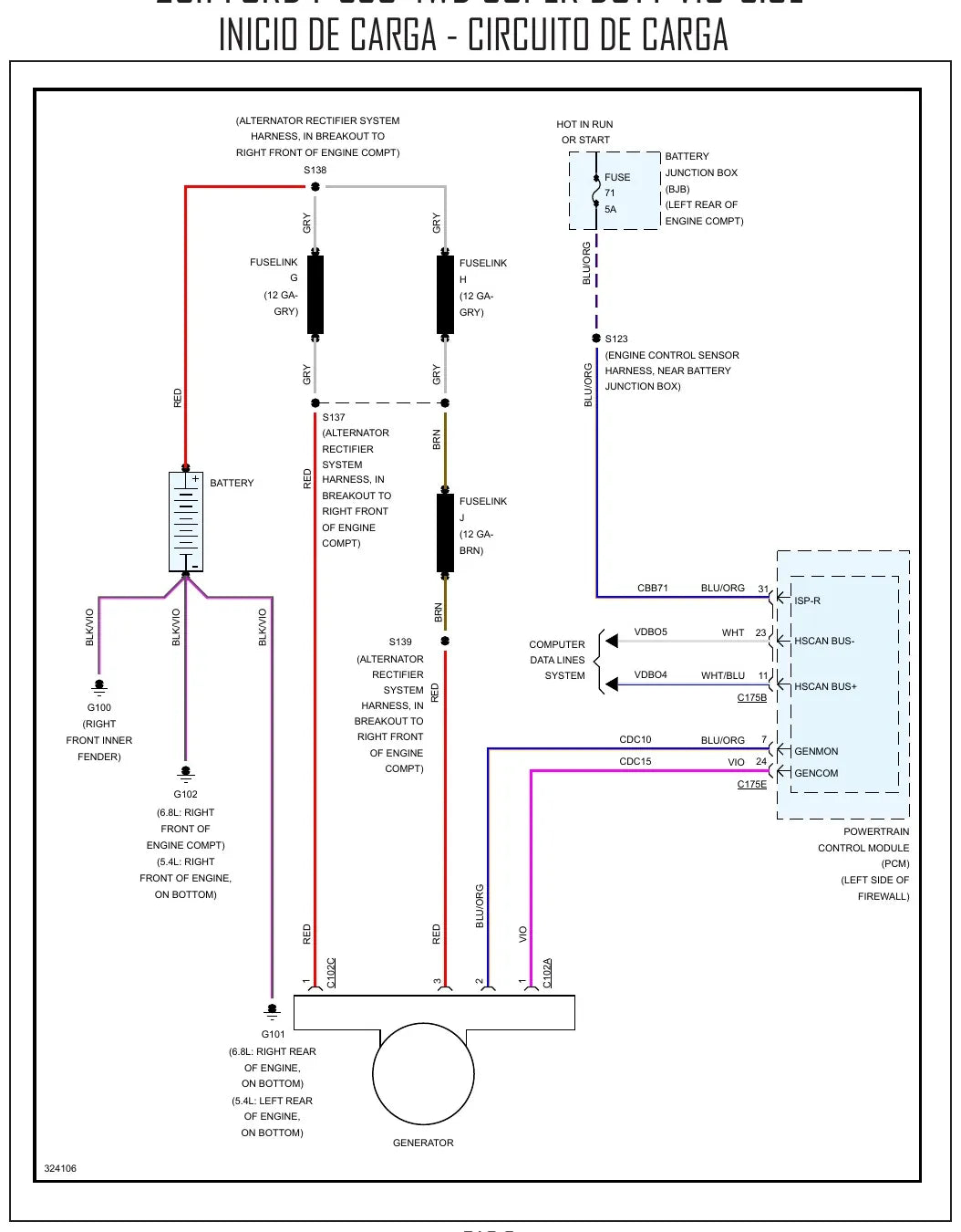 Diagrama Elétrico Ford F-550 Super Duty — prancha de circuito 1