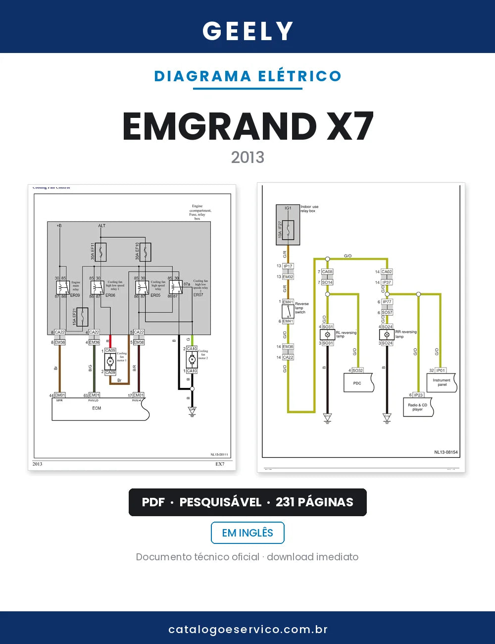 Diagrama Elétrico Geely Emgrand X7 — capa
