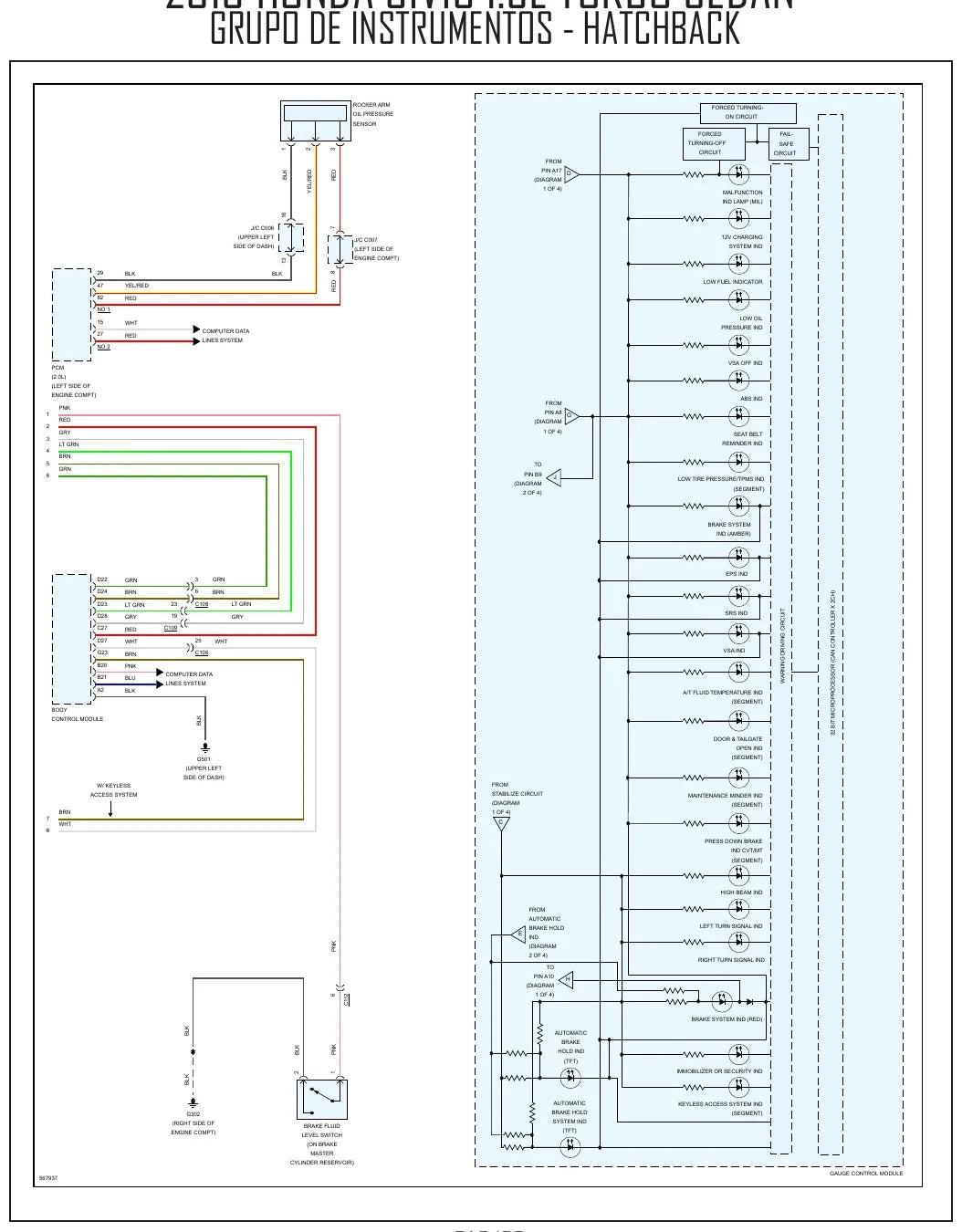 Diagrama Elétrico Honda Civic — prancha de circuito 3