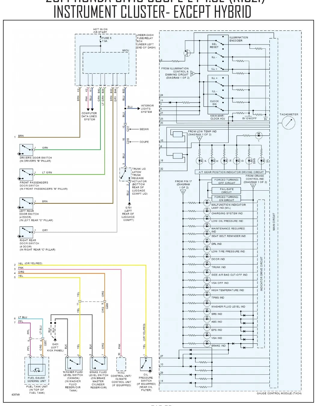 Diagrama Elétrico Honda Civic Coupe — prancha de circuito 2