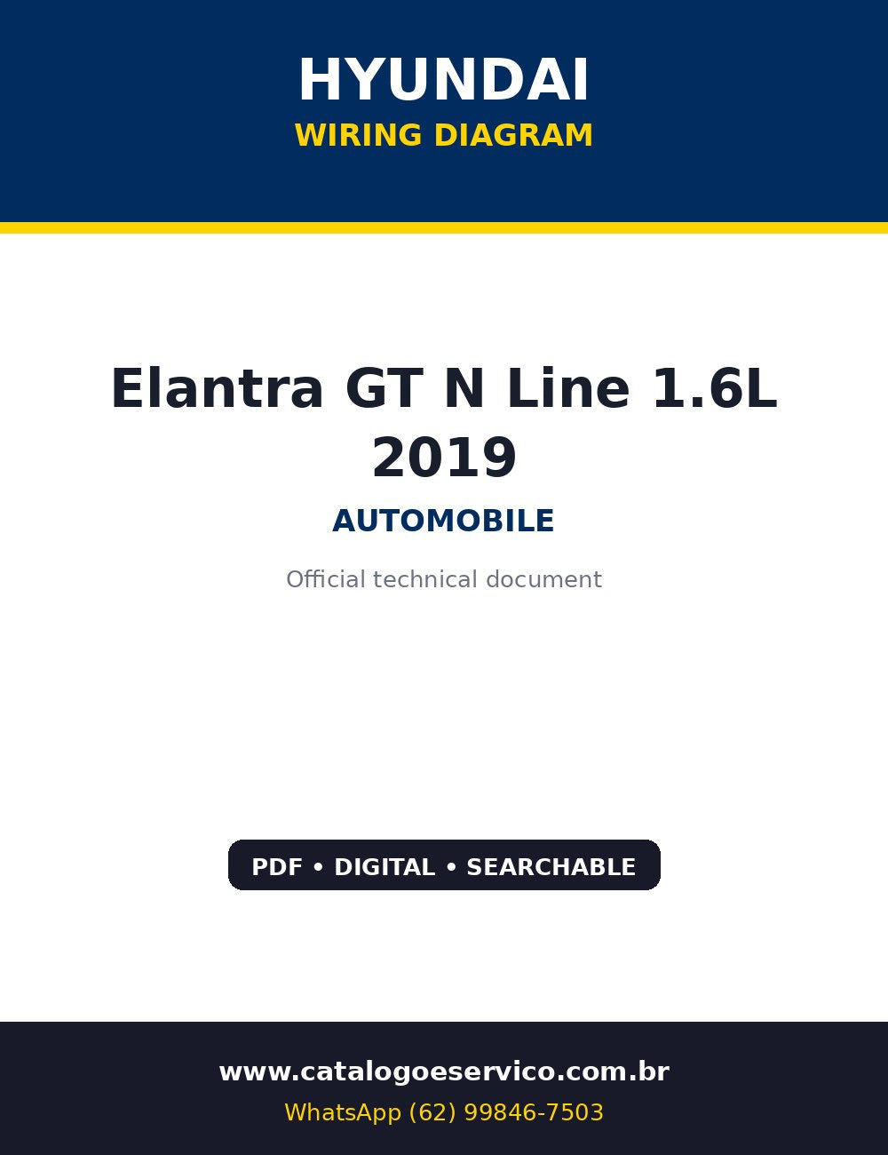Diagrama Elétrico Hyundai Elantra GT N Line 1.6L 2019 — Circuitos por sistema com motor 1.6 turbo, ADAS