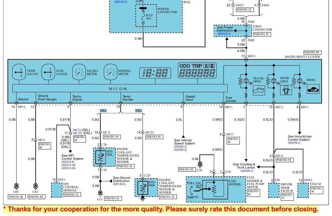 Diagrama Elétrico Kia Picanto — prancha de circuito 1