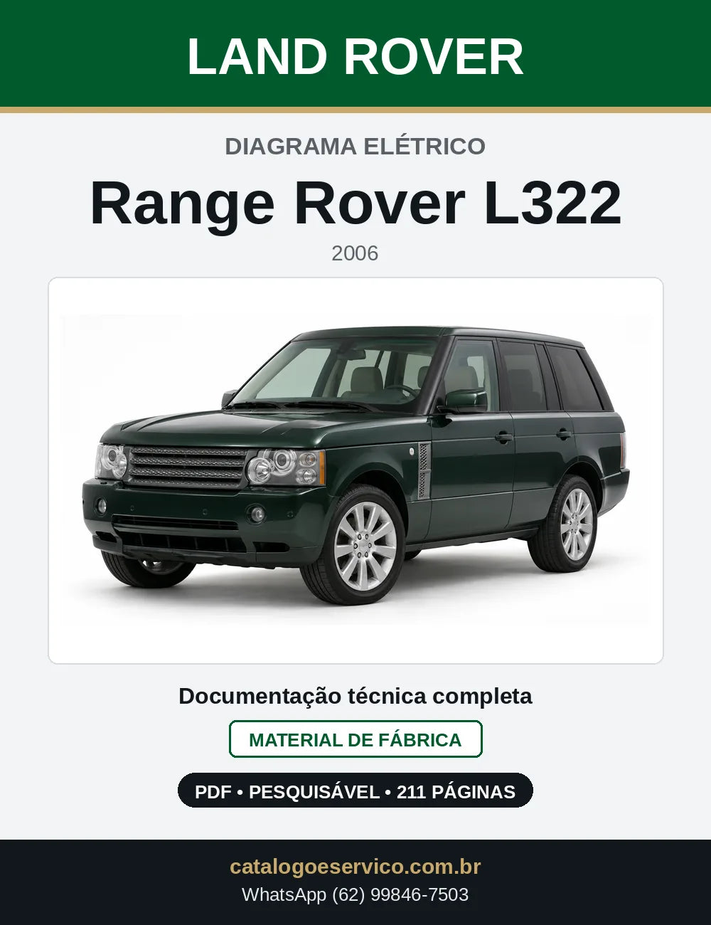 Capa do Diagrama Elétrico Land Rover Range Rover L322 em PDF