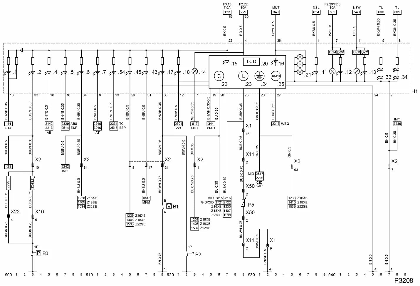 Diagrama Elétrico Opel Zafira — prancha de circuito 4