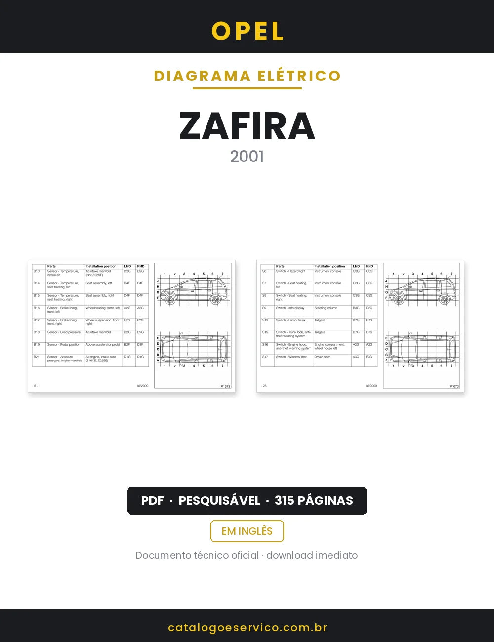 Diagrama Elétrico Opel Zafira — capa