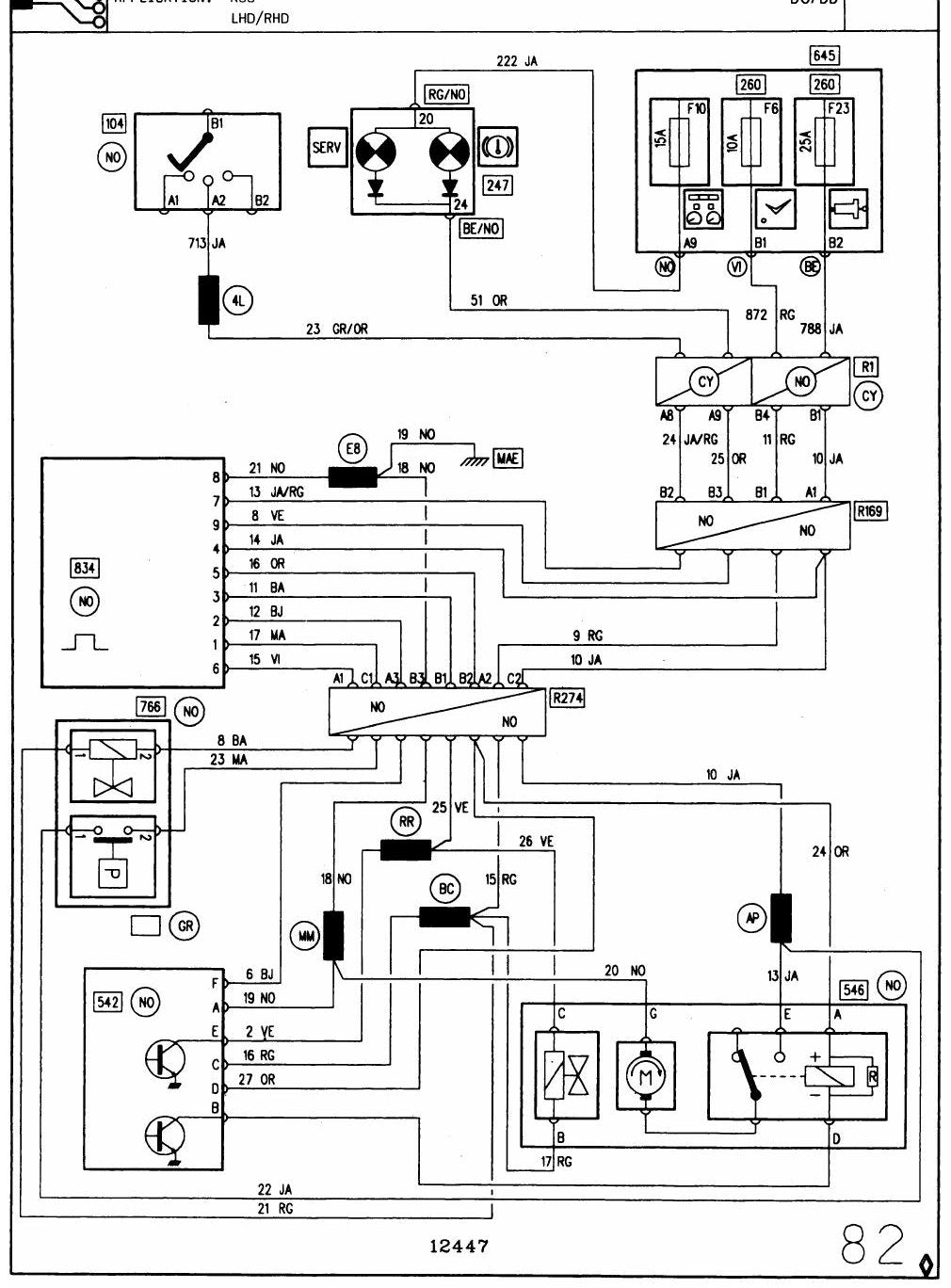 Diagrama Elétrico Renault Laguna 1998 — Diagramas de fiacao oficiais com ABS - diagrama 1
