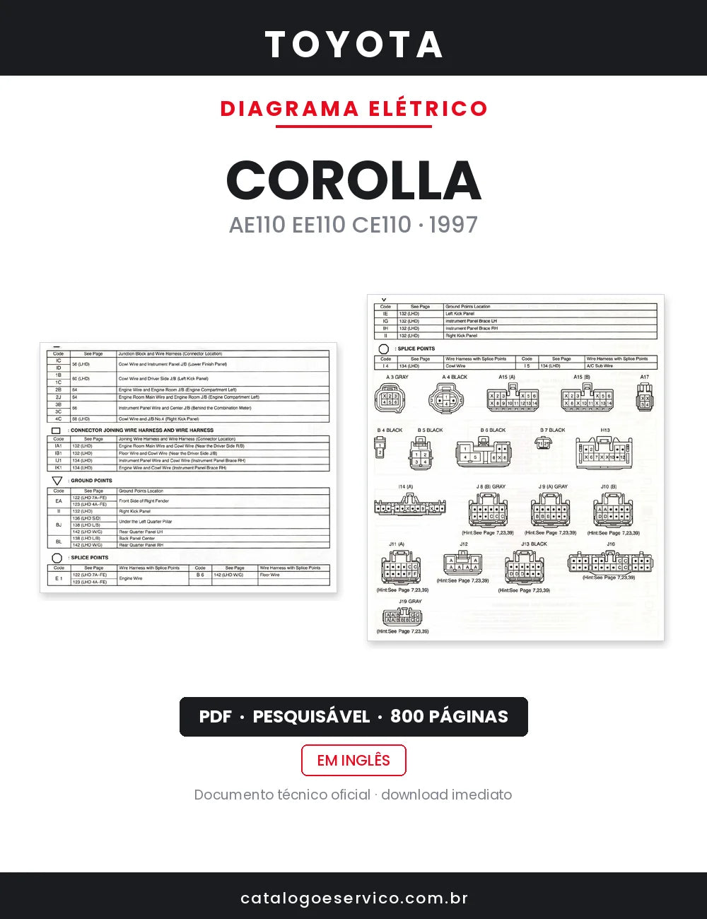 Diagrama Elétrico Toyota Corolla — capa