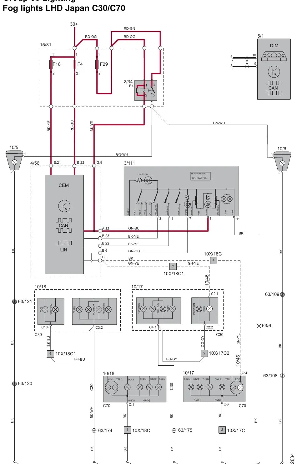 Diagrama Elétrico Volvo C30 / S40 / V50 / C70 — prancha de circuito 3