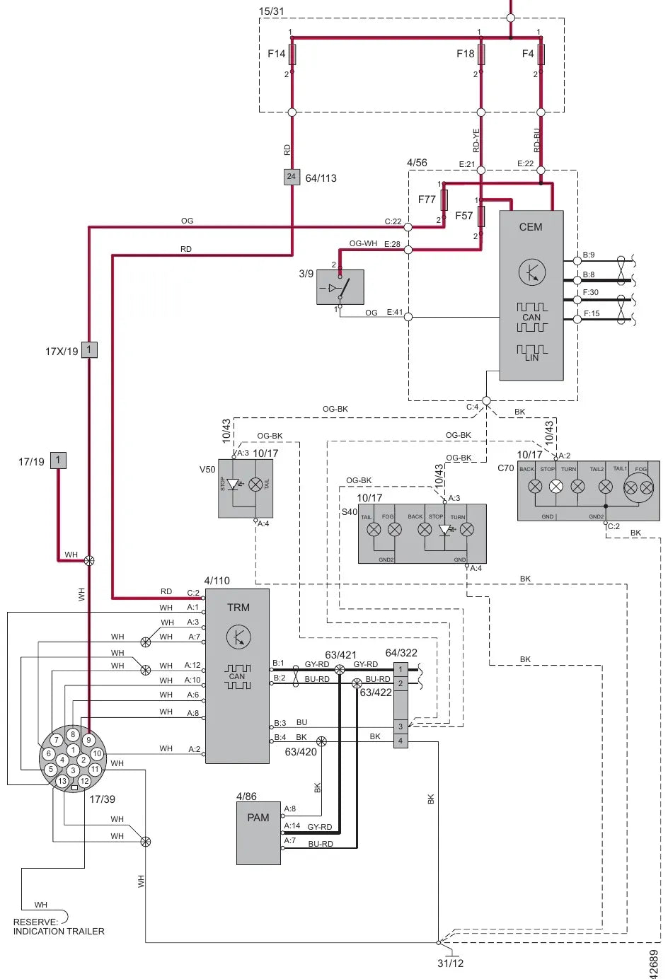 Diagrama Elétrico Volvo C30 / S40 / V50 / C70 — prancha de circuito 4