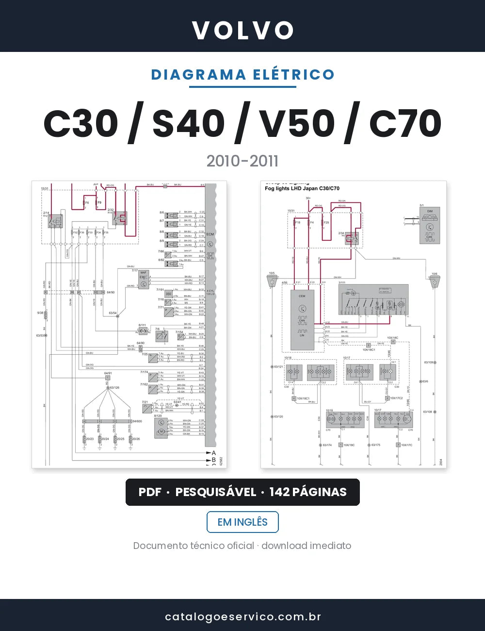 Diagrama Elétrico Volvo C30 / S40 / V50 / C70 — capa