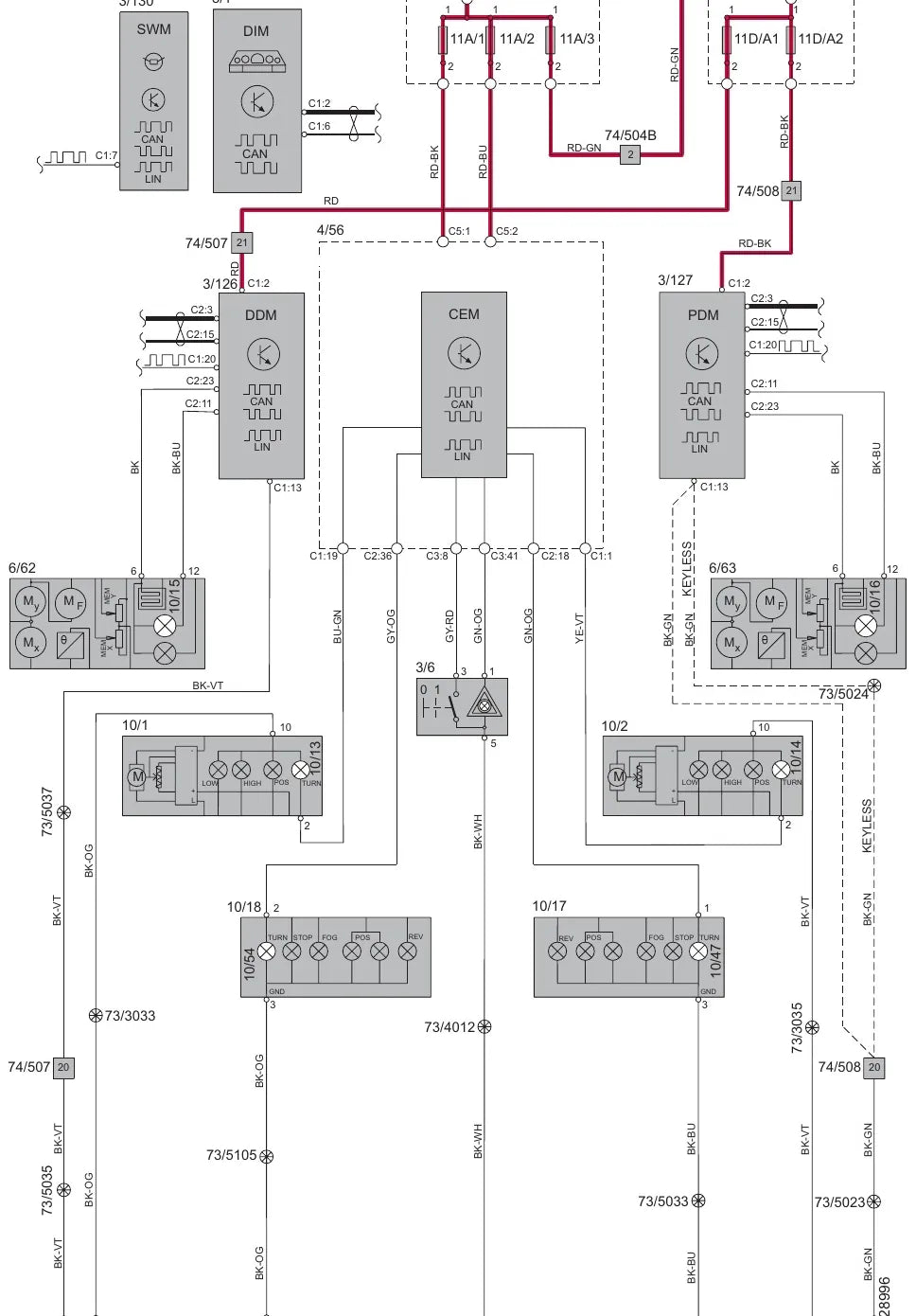 Diagrama Elétrico Volvo V70 / XC70 / S80 — prancha de circuito 3