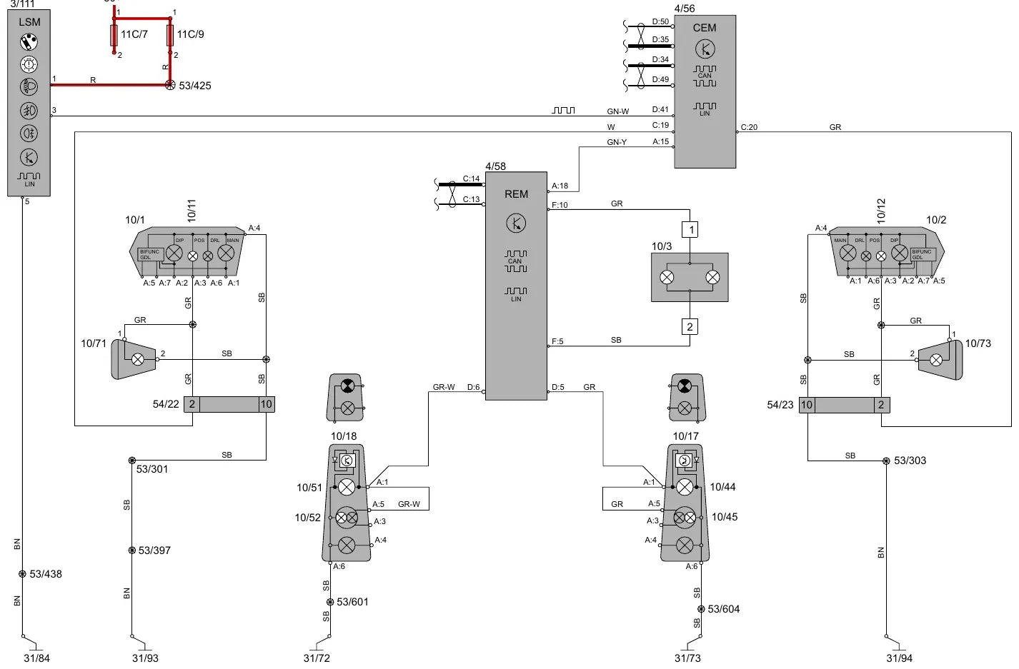 Diagrama Elétrico Volvo V70 XC70 XC90 — prancha de circuito 2