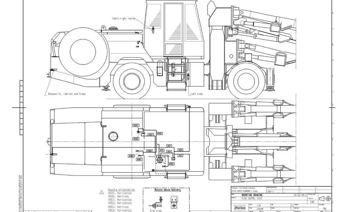 Diagramas e Desenhos Rocket Boomer WL3C Atlas Copco Perfuratriz Jumbo - página estratégica 1