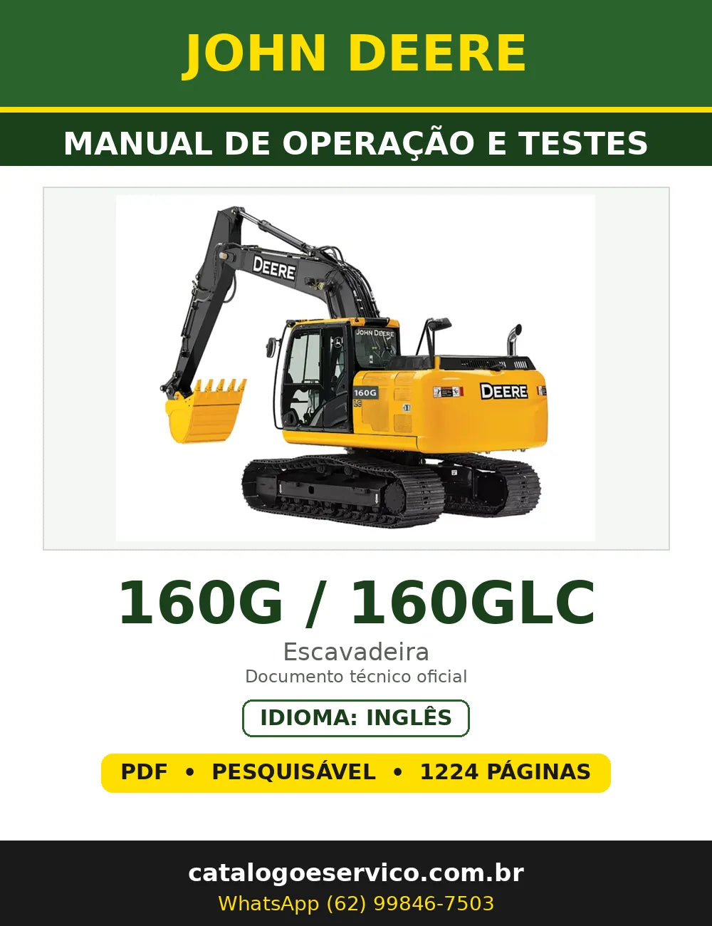 Capa - Manual de Operação e Testes John Deere 160G / 160GLC