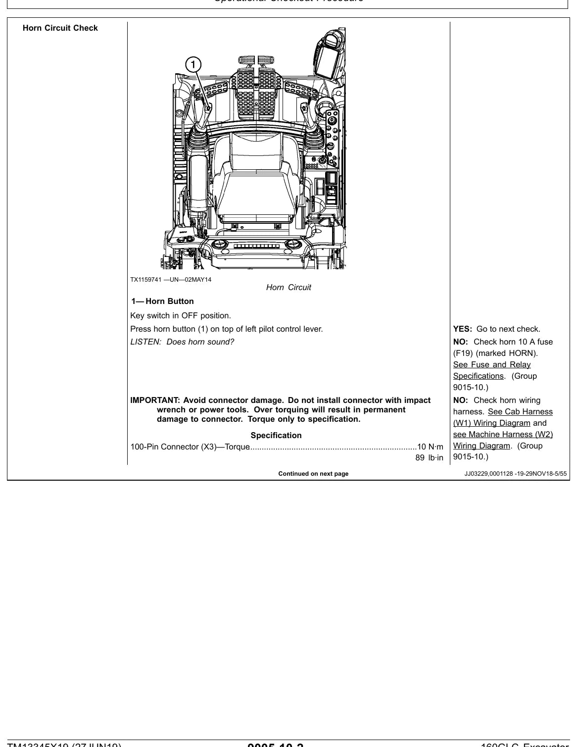 Manual de Operação e Testes John Deere 160G / 160GLC — ilustração técnica 1