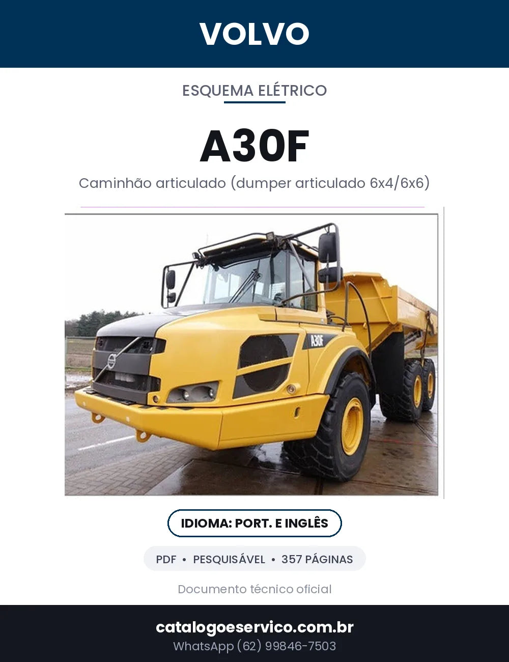 Capa — Diagramas Elétricos e Hidráulicos Volvo A30F em PDF
