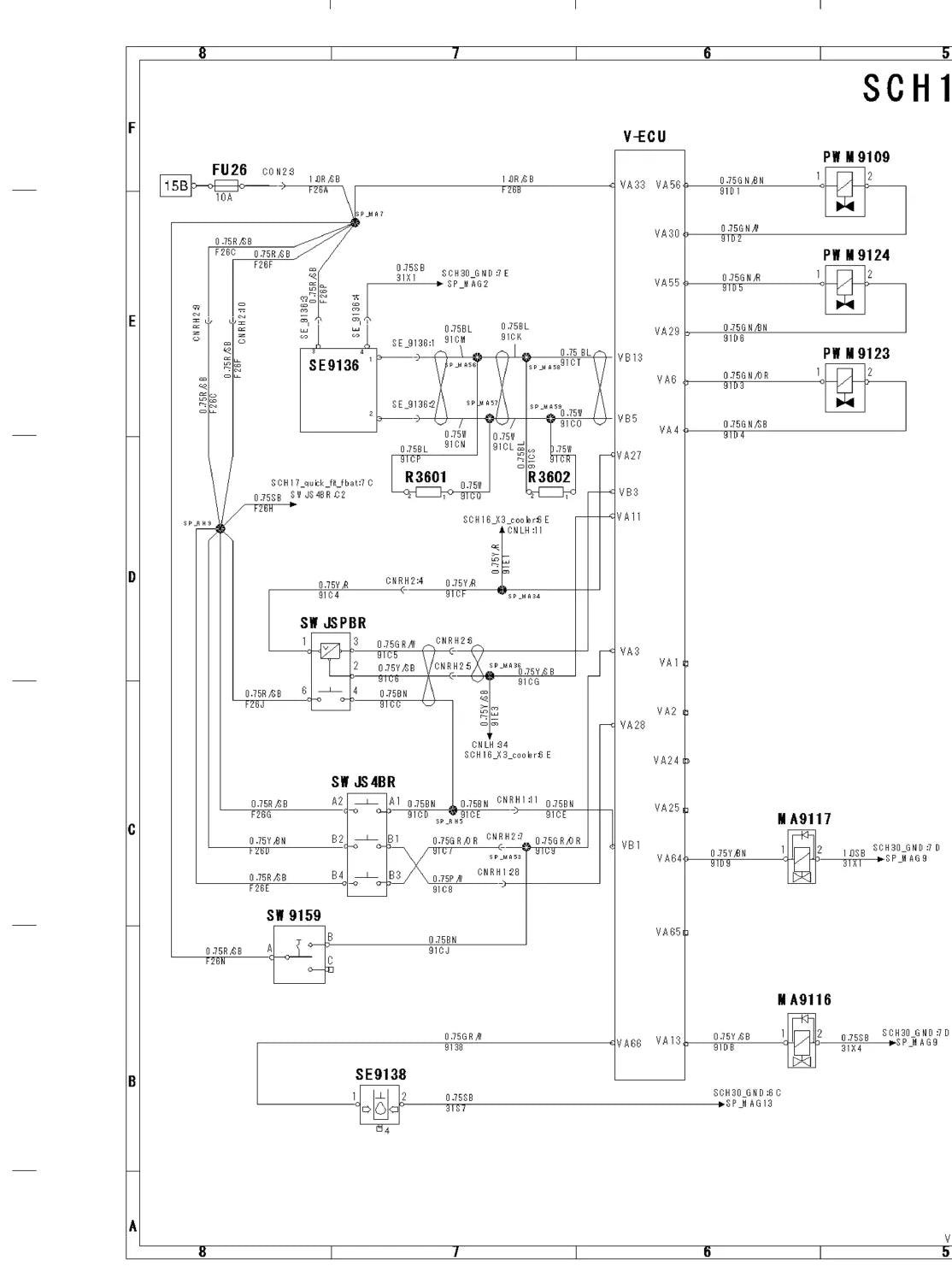 Prancha de diagrama elétrico e hidráulico — Volvo EC140D LM (amostra 2 de 2)