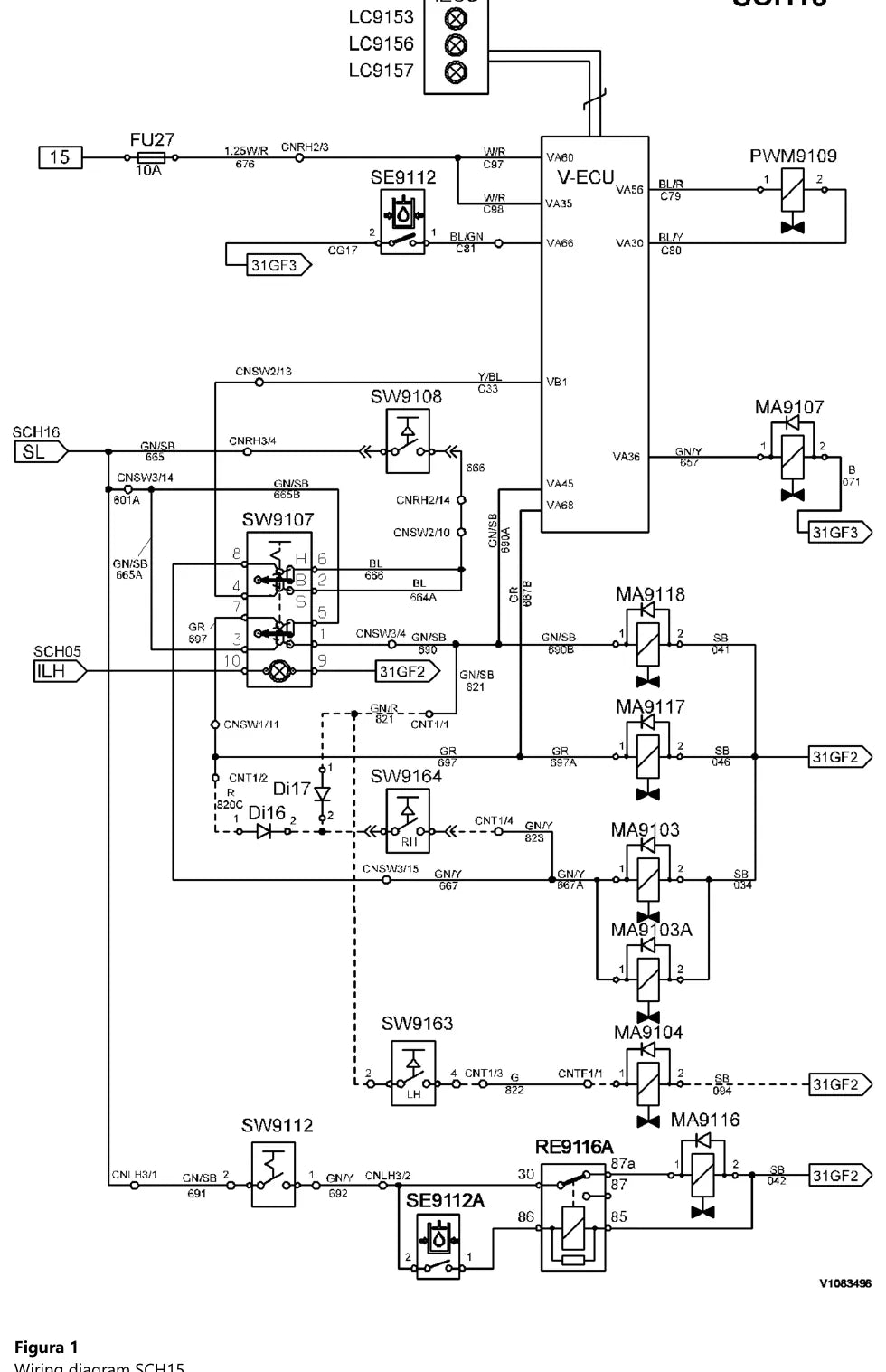 Prancha de diagrama elétrico e hidráulico — Volvo EC210B F / EC210B (amostra 2 de 2)