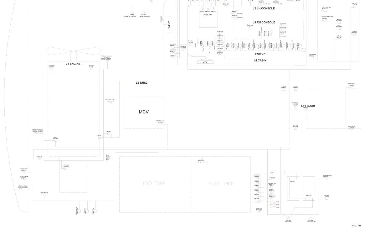 Prancha de diagrama elétrico e hidráulico — Volvo EC240B LC / EC240B (amostra 2 de 2)