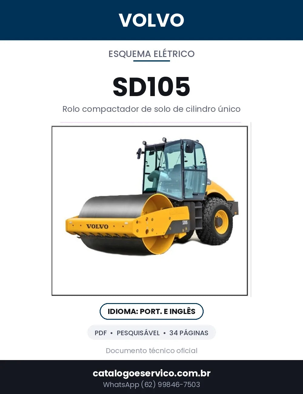 Capa — Diagramas Elétricos e Hidráulicos Volvo SD105 em PDF