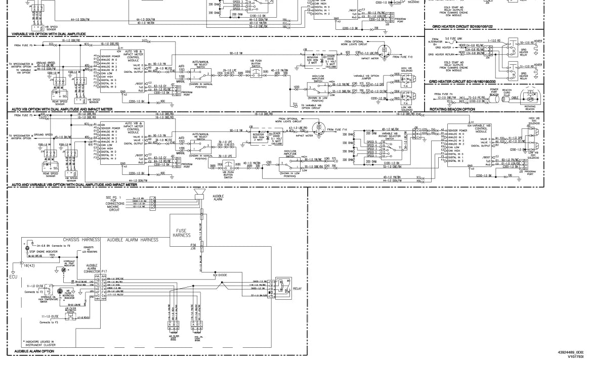 Prancha de diagrama elétrico e hidráulico — Volvo SD105F (amostra 1 de 2)
