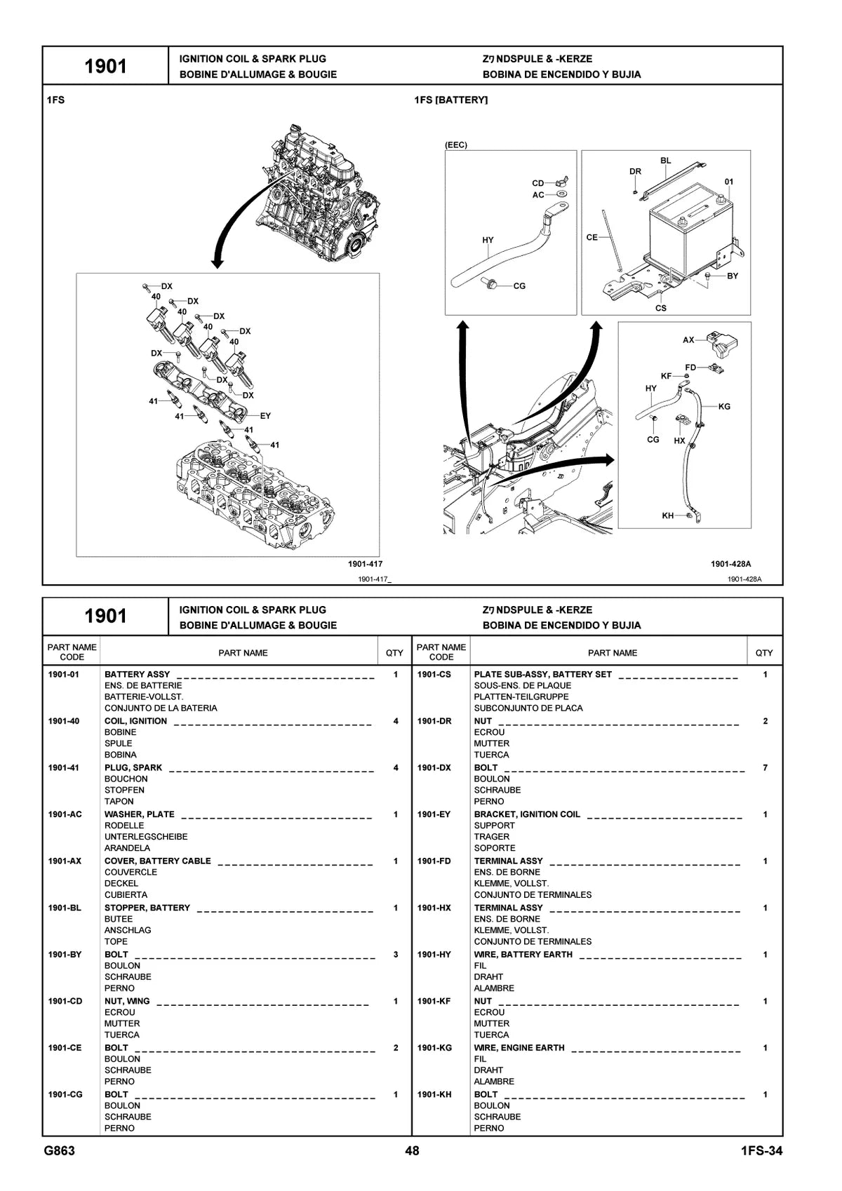 Toyota Empilhadeira 8FG35N,40N,45N,50N — empilhadeira, vista explodida 1