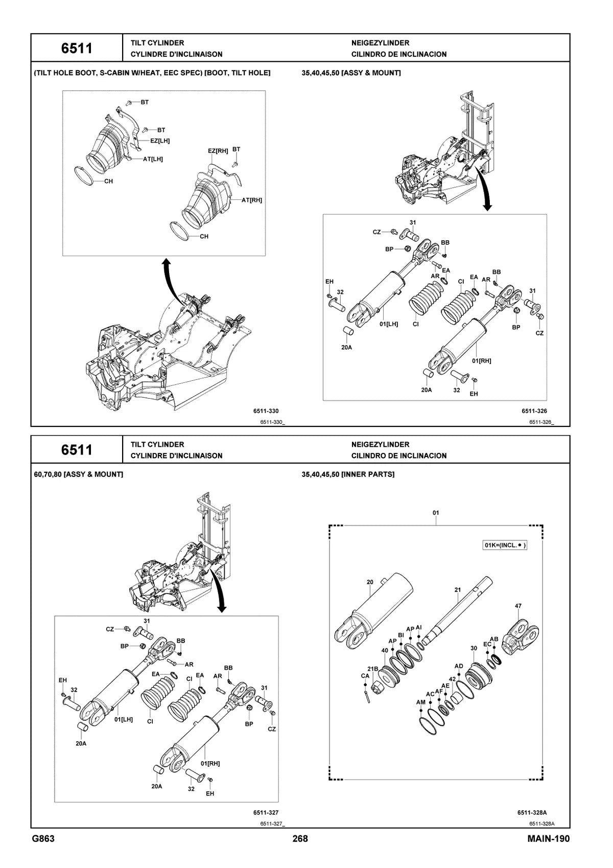 Toyota Empilhadeira 8FG35N,40N,45N,50N — empilhadeira, vista explodida 4