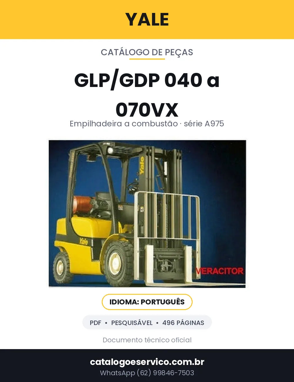 Capa — Catálogo de Peças Yale GLP040VX / GLP050VX / GLP055VX em PDF