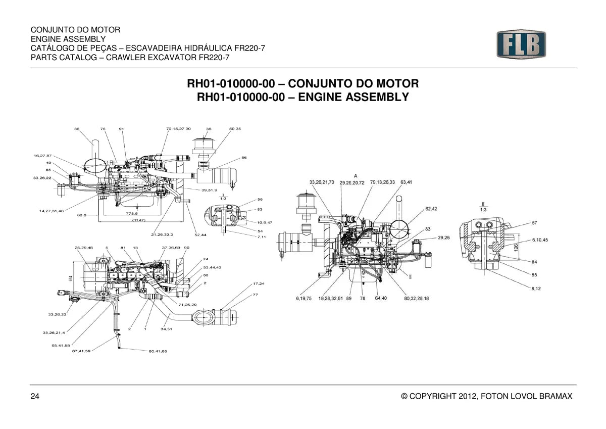Foton Lovol Escavadeira 220 7 Bramax — escavadeira, vista explodida 1