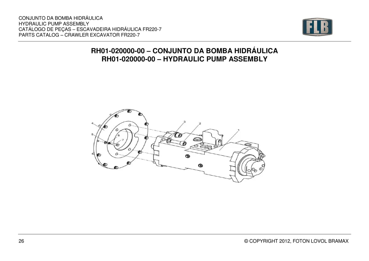 Foton Lovol Escavadeira 220 7 Bramax — escavadeira, vista explodida 2