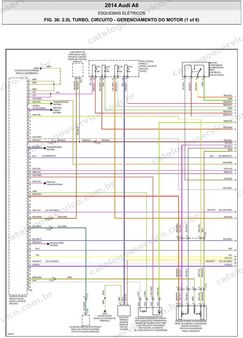 Diagrama elétrico Audi A6 2014 — injeção eletrônica