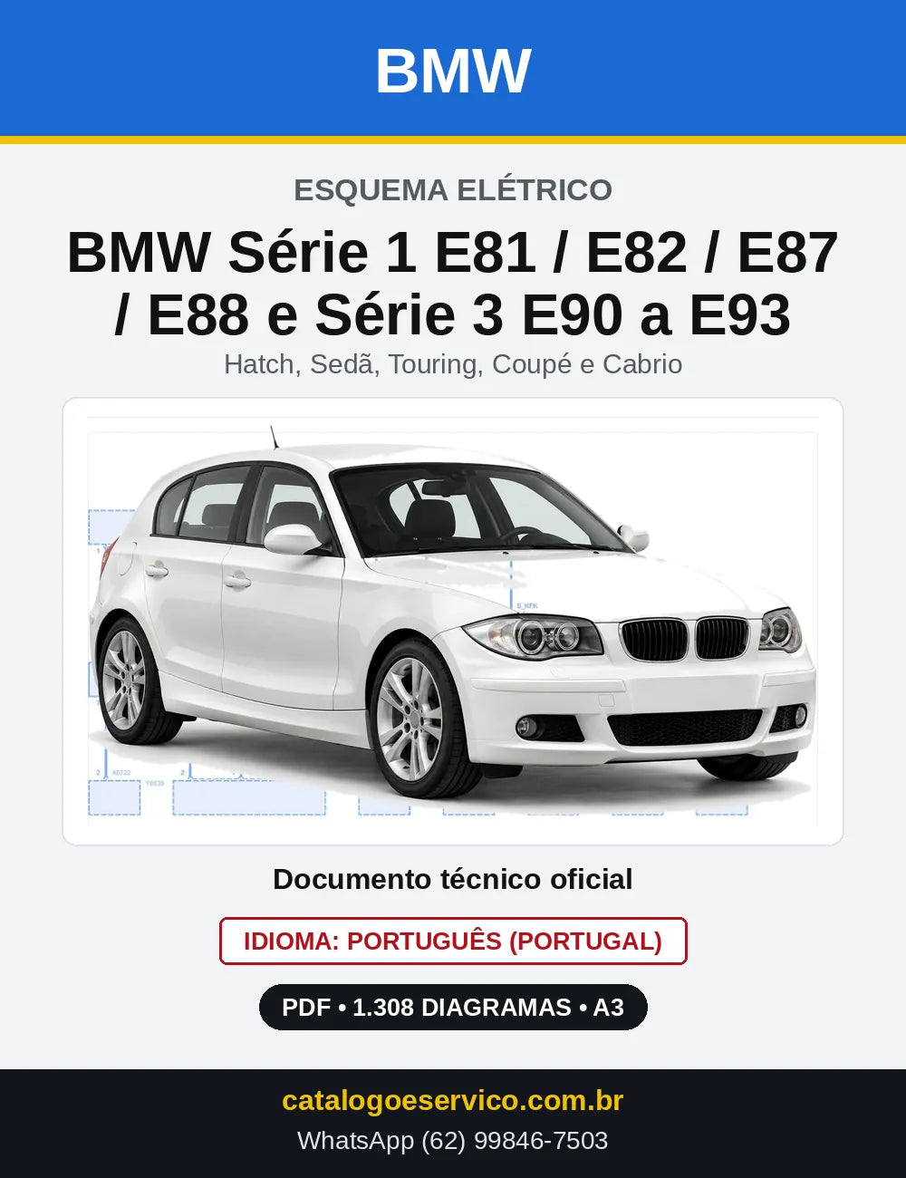 Capa do Esquema Elétrico BMW Série 1 E81 / E82 / E87 / E88 e Série 3 E90 a E93 — diagramas elétricos em PDF