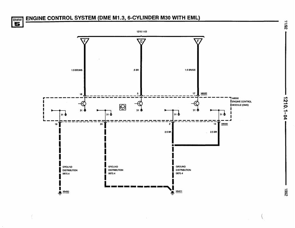 BMW Série 5 E34 — diagrama de fiação 1