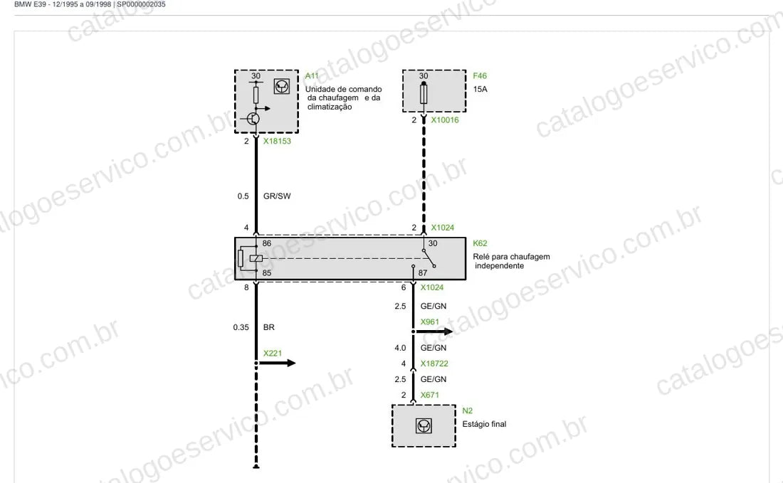 Exemplo de diagrama do Esquema Elétrico BMW Série 5 E39 — página 1