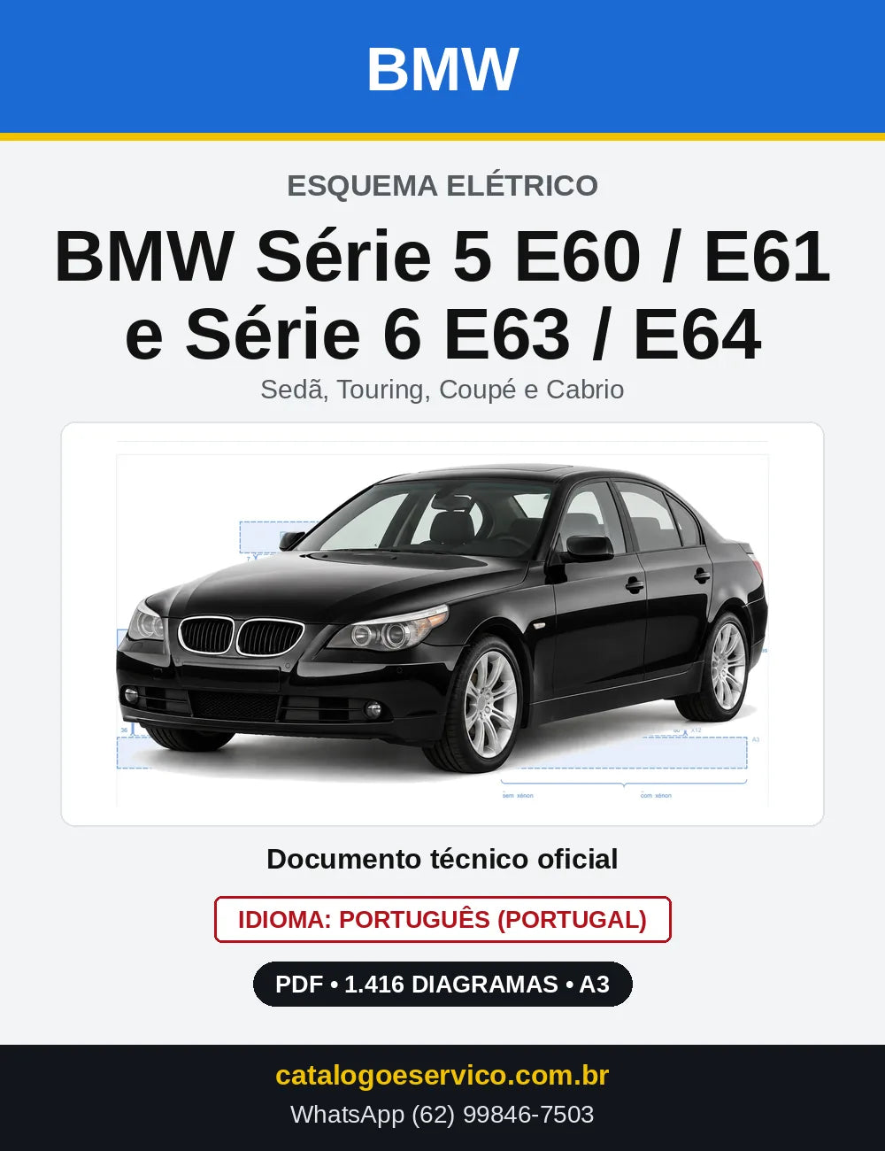 Capa do Esquema Elétrico BMW Série 5 E60 / E61 e Série 6 E63 / E64 — diagramas elétricos em PDF