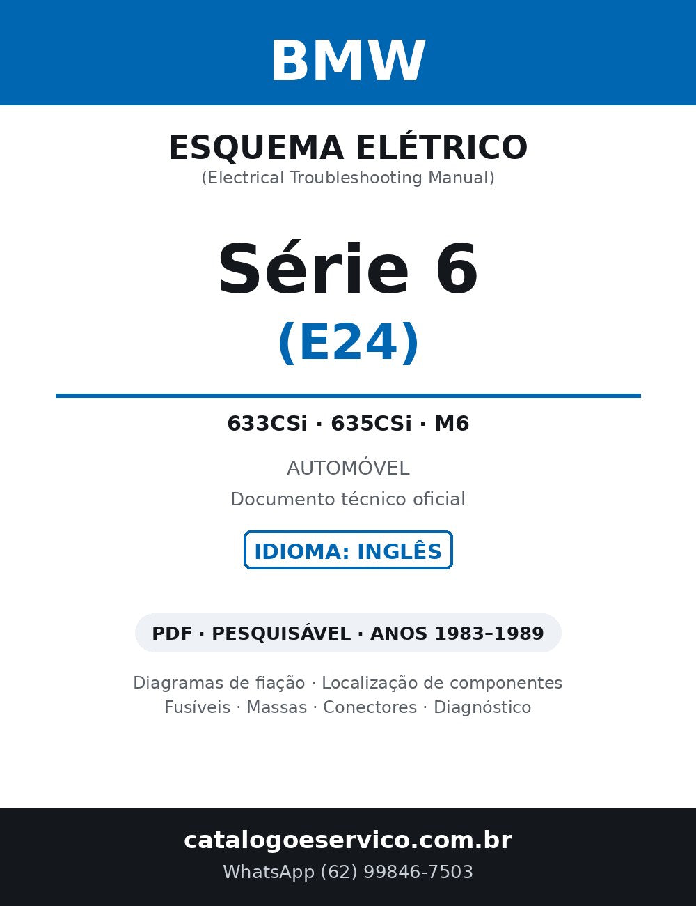 Esquema Elétrico BMW Série 6 E24 — capa