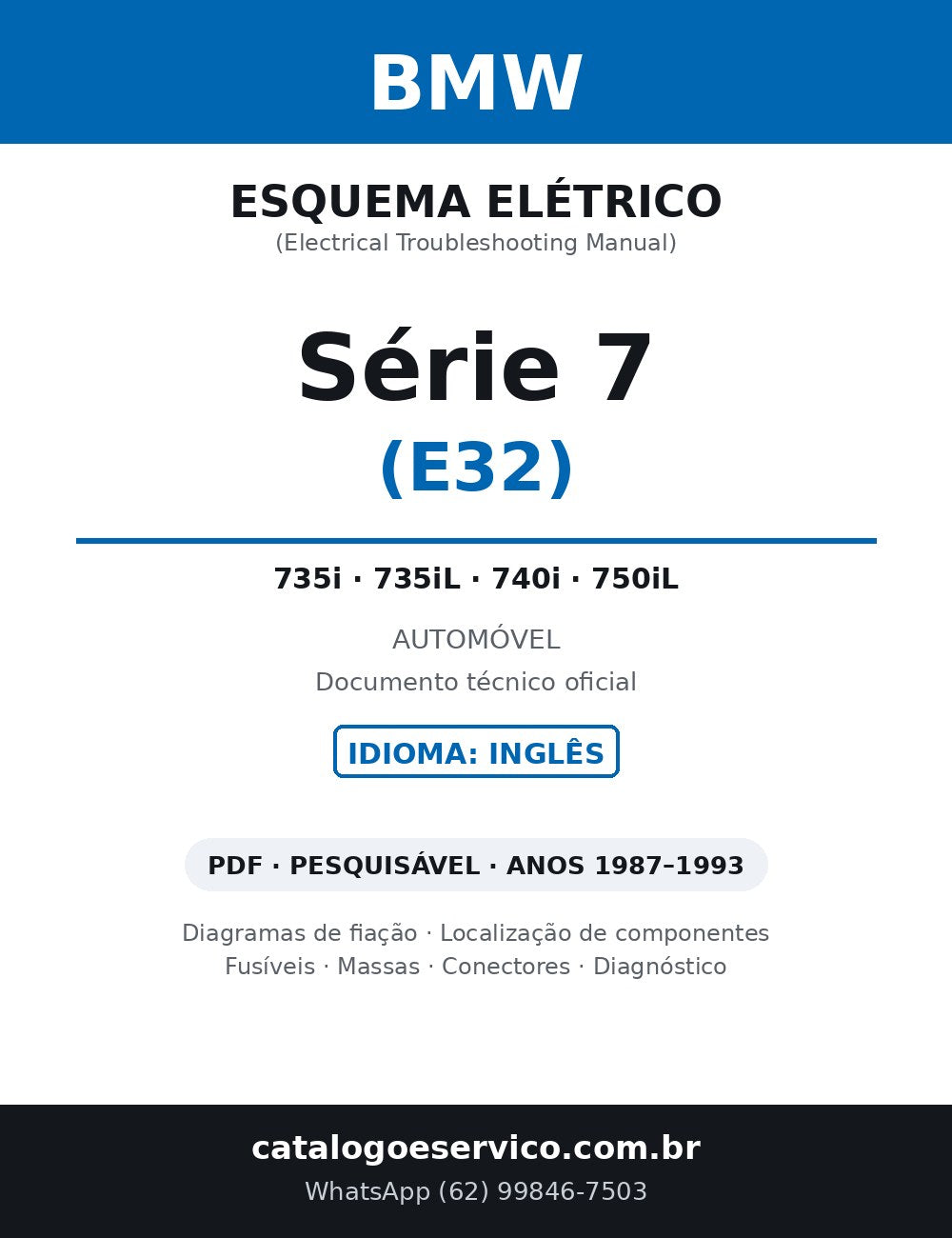 Esquema Elétrico BMW Série 7 E32 — capa