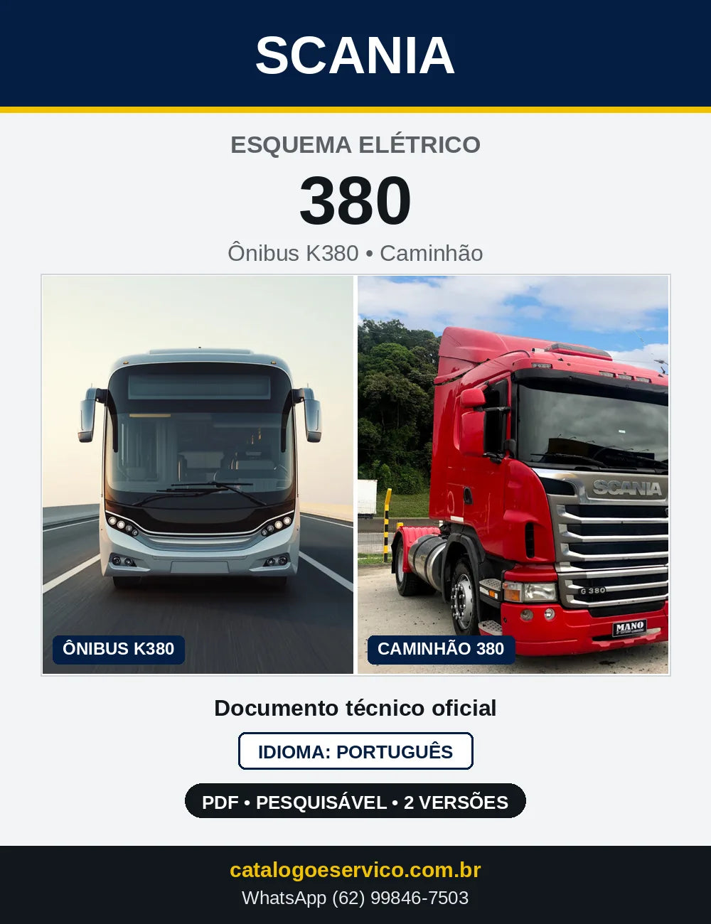 Capa do Esquema Elétrico Scania 380 — ônibus K380 e caminhão