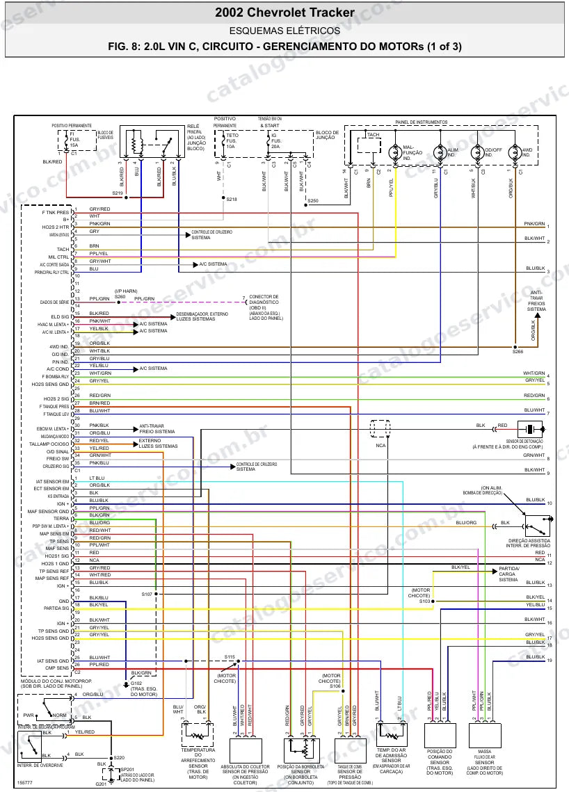 Diagrama elétrico Chevrolet Tracker 2002 — injeção eletrônica